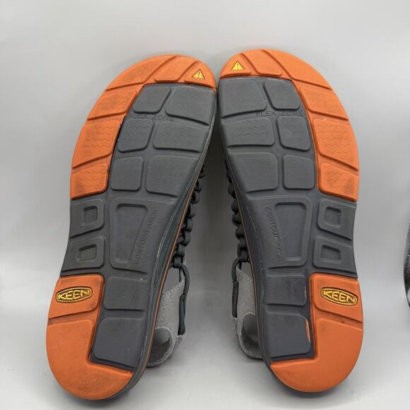KEEN Uneek Sandals Shoes Mens Size 13 Gray Orange Woven Cord Hiking Outdoor